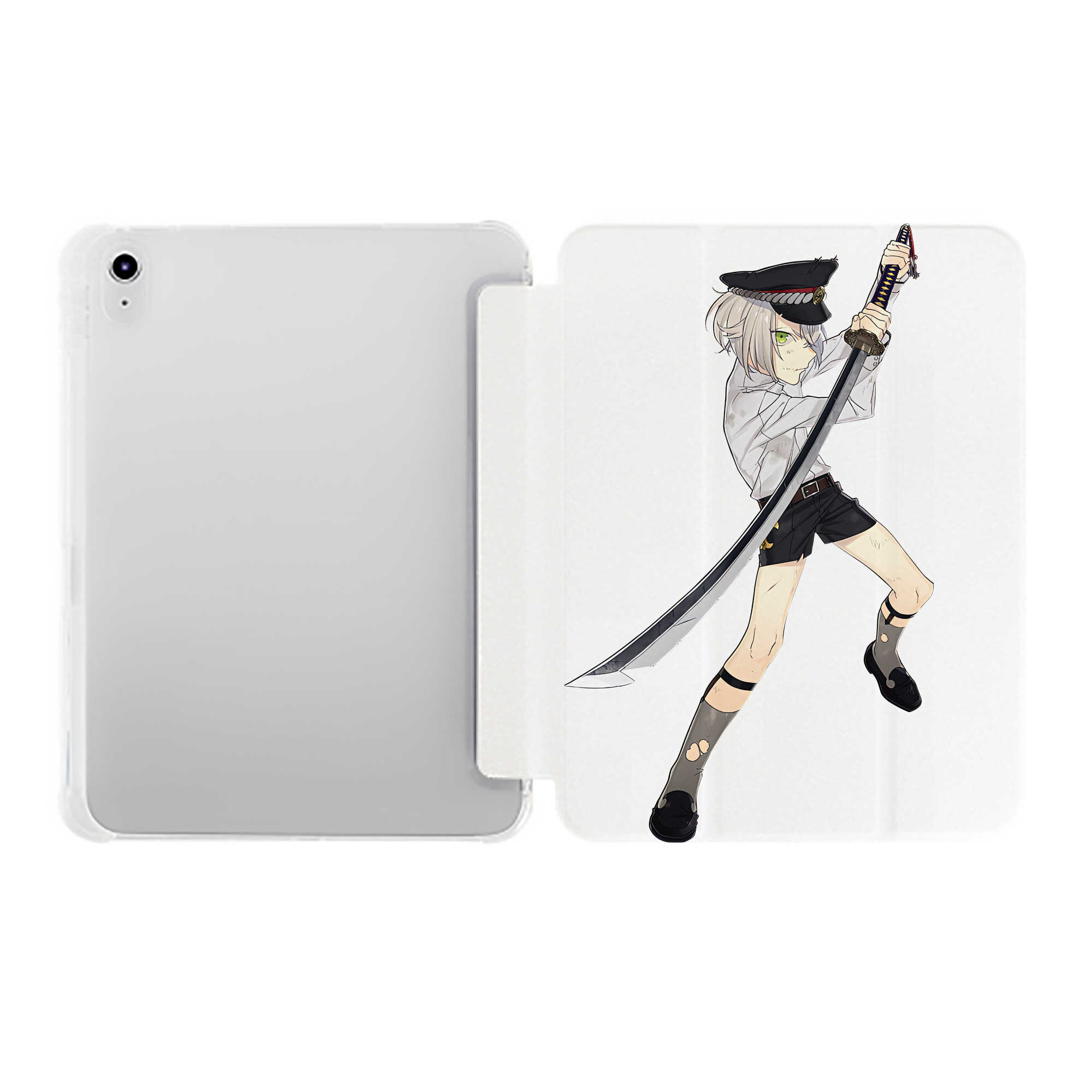 （画像用） 刀剣乱舞 Touken Ranbu IPad ケース ペン収納付き 三つ折りスタンド PUレザー×シリコン 対応機種9.5/10.5/10.9インチ